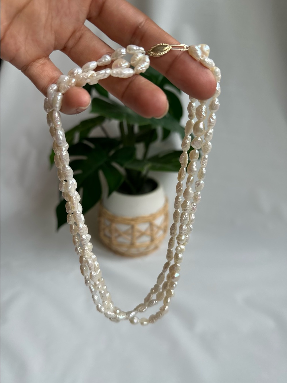 14K Gold Baroque Pearl Necklace# vintage